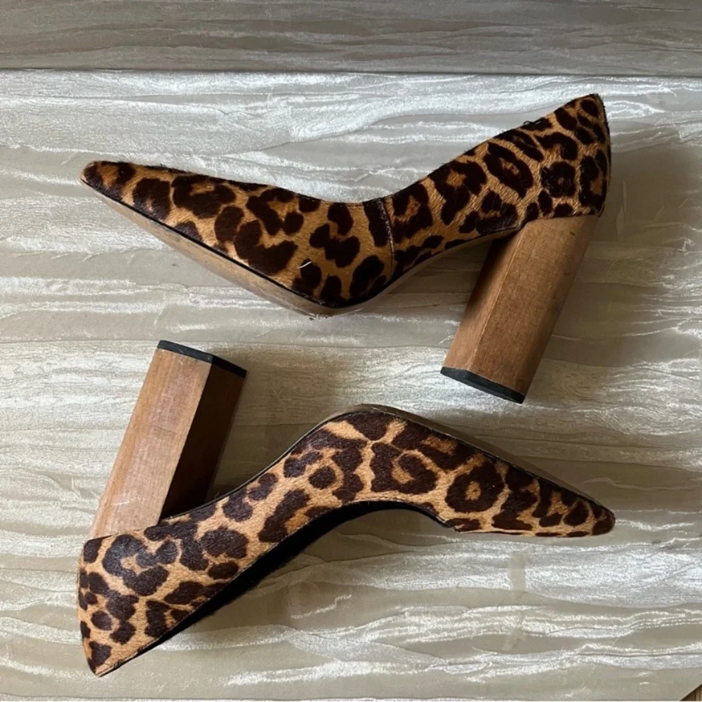 1. State Valencia Calf Hair Wood Block Heel Leopard‎